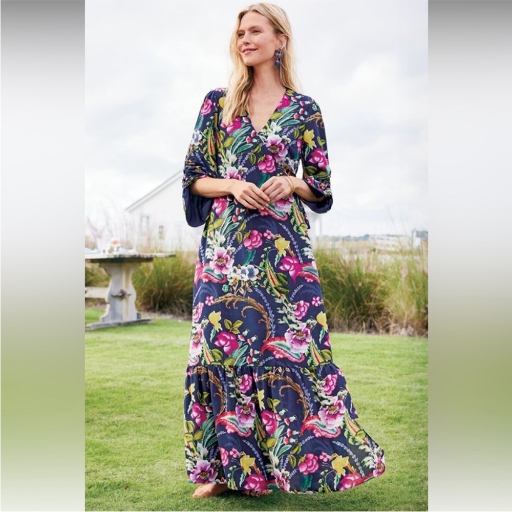 Soft Surroundings Samantha Maxi Floral Faux Wrap Dress size Large NWT